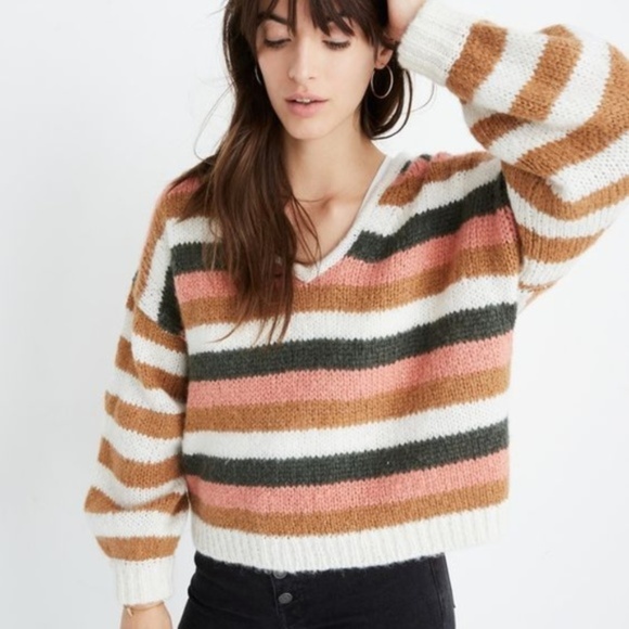 Madewell Sweaters - Madewell Balloon-Sleeve Pullover Sweater in Stripe
